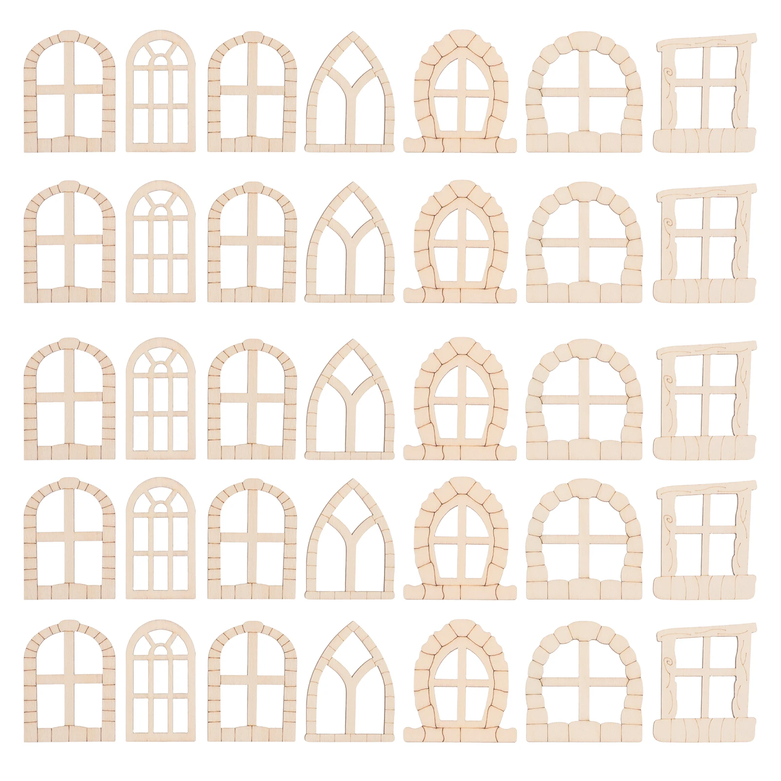 

50Pcs Miniature Wooden Fairy Doors Windows Unfinished DIY Craft Accessories Garden Decor Dollhouse Accessories