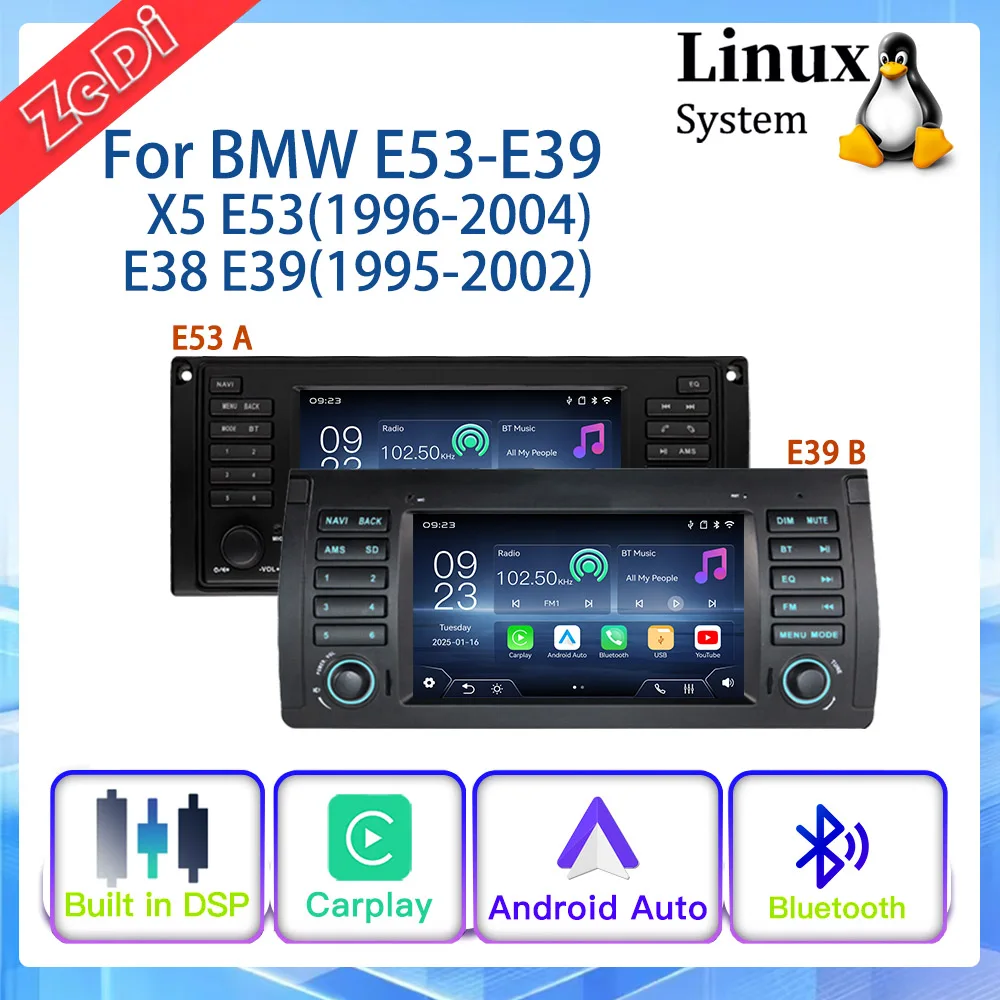 

For BMW E53-E39X5 E53(1996-2004)E38E39(1995-2002)2026 New Linux System Auto Bluetooth Musci Video Multimedia Players Cameras