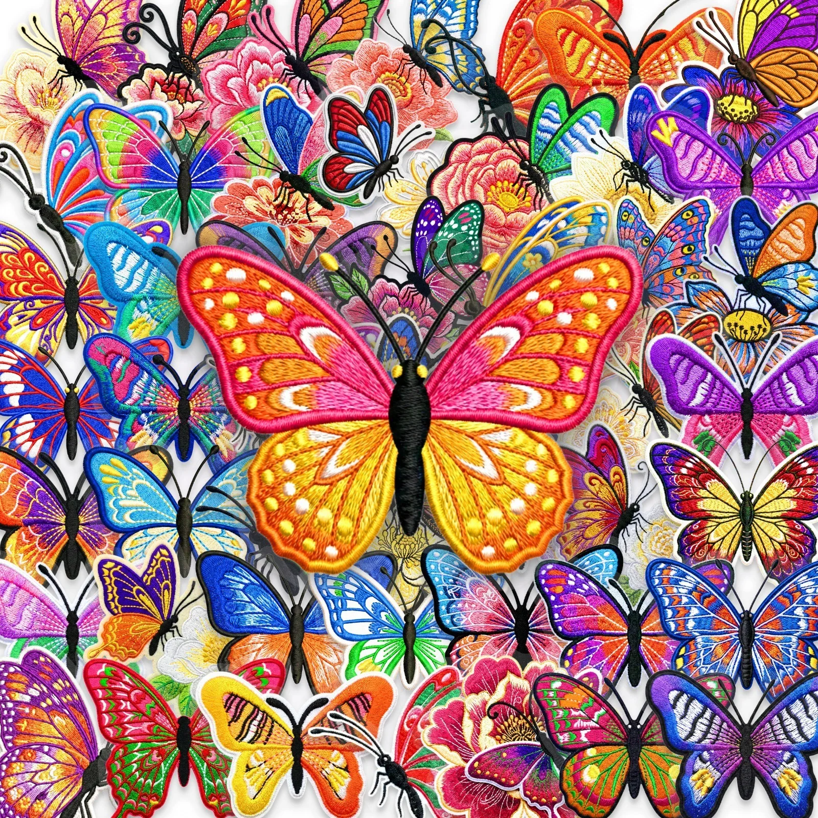 

50 Pcs Embroidery Art Butterfly Stickers Creative Exquisite Butterfly Clear Waterproof Decorate Phone Laptop Scrapbook Decals