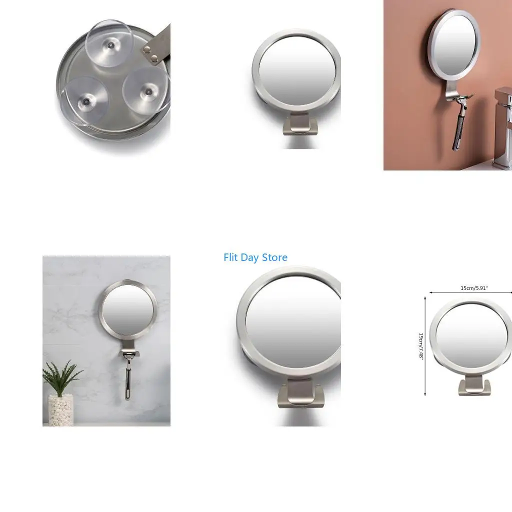 F92C Stainless Steel Anti Fog Shower Mirror Shaving Makeup Mirrors Bathroom Supplies