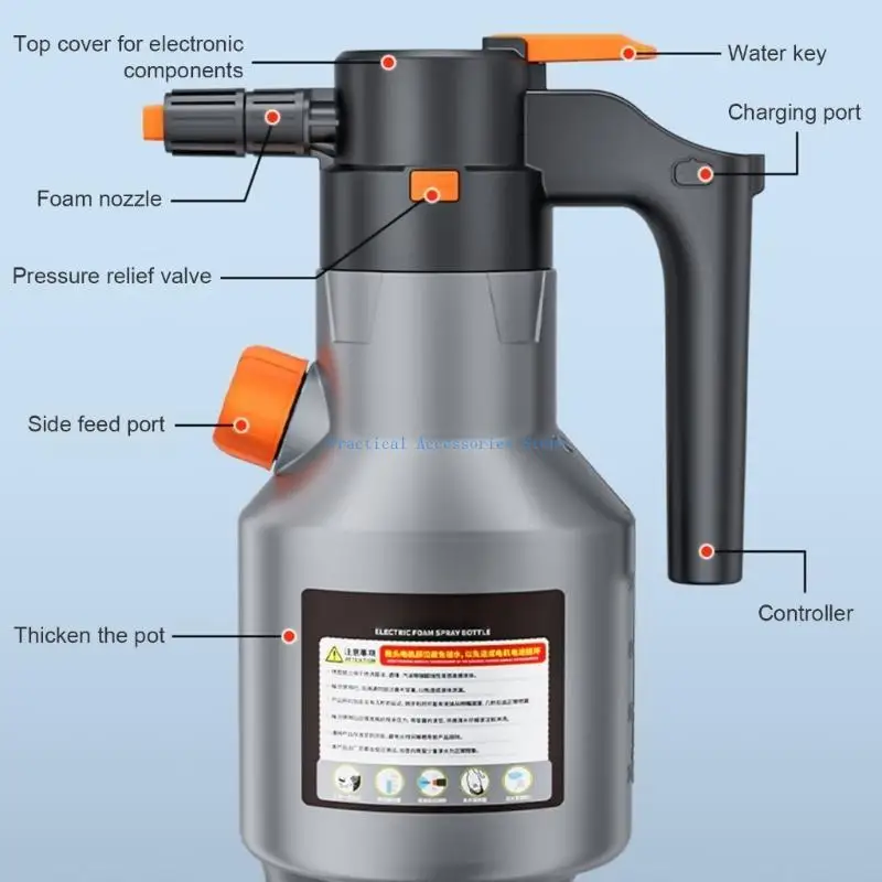 U75E Penyemprot Busa 2 Liter Penyemprot Busa Salju Botol Penyemprot Busa Pembersih Tekanan Listrik untuk Berkebun Cuci