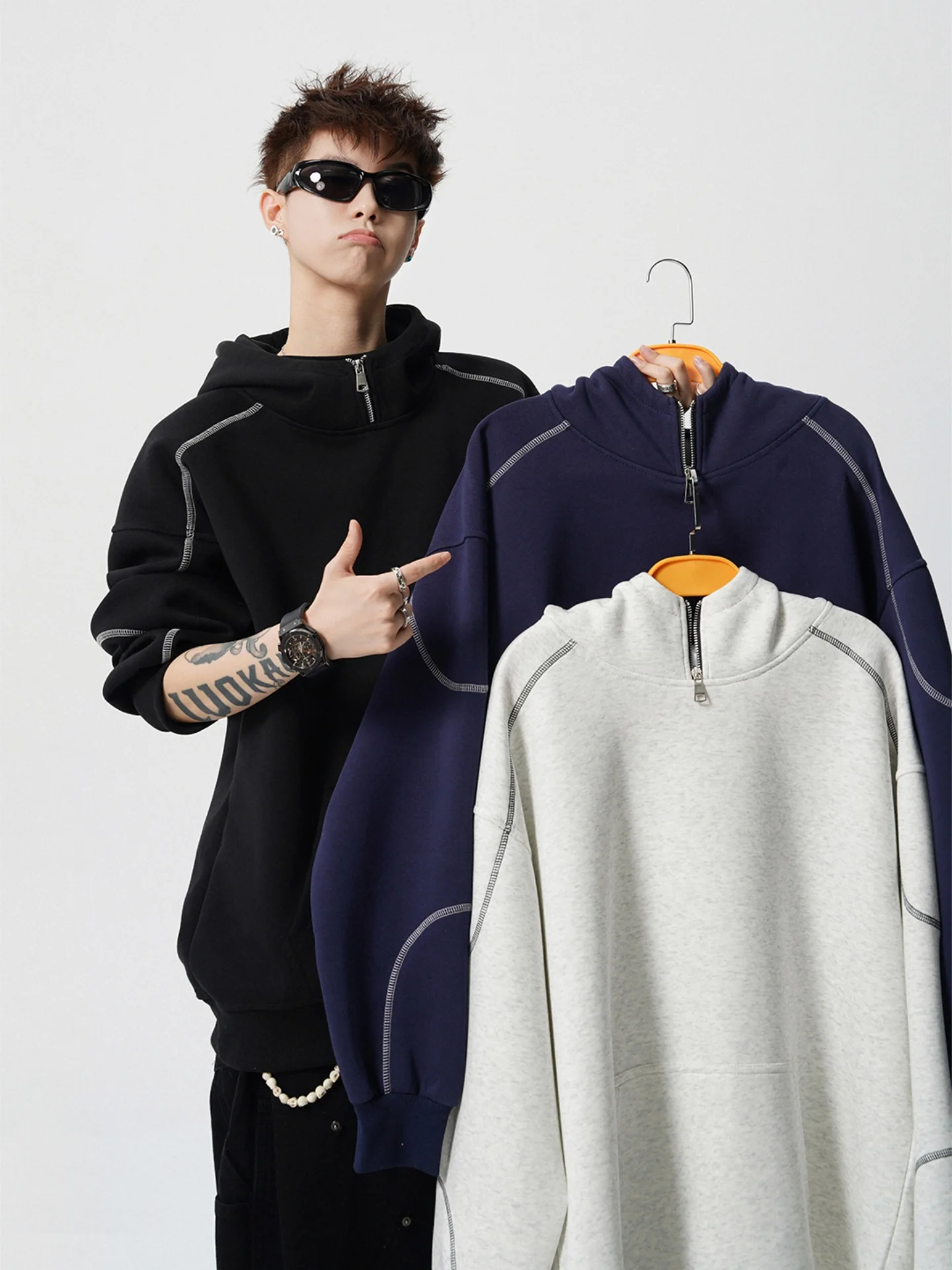 

Thiened Fce Hoodie Sweatirt for Men Winter Warm f Zipper Jaet Casual Spor Hooded Top for Teenagers And Youth