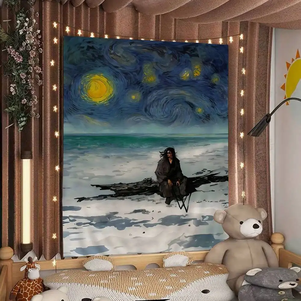 Japanese Samurai Miyamoto Musashi Printed Large Wall Tapestry Cheap Hippie Wall Hanging Bohemian Wall Tapestries Mandala Home