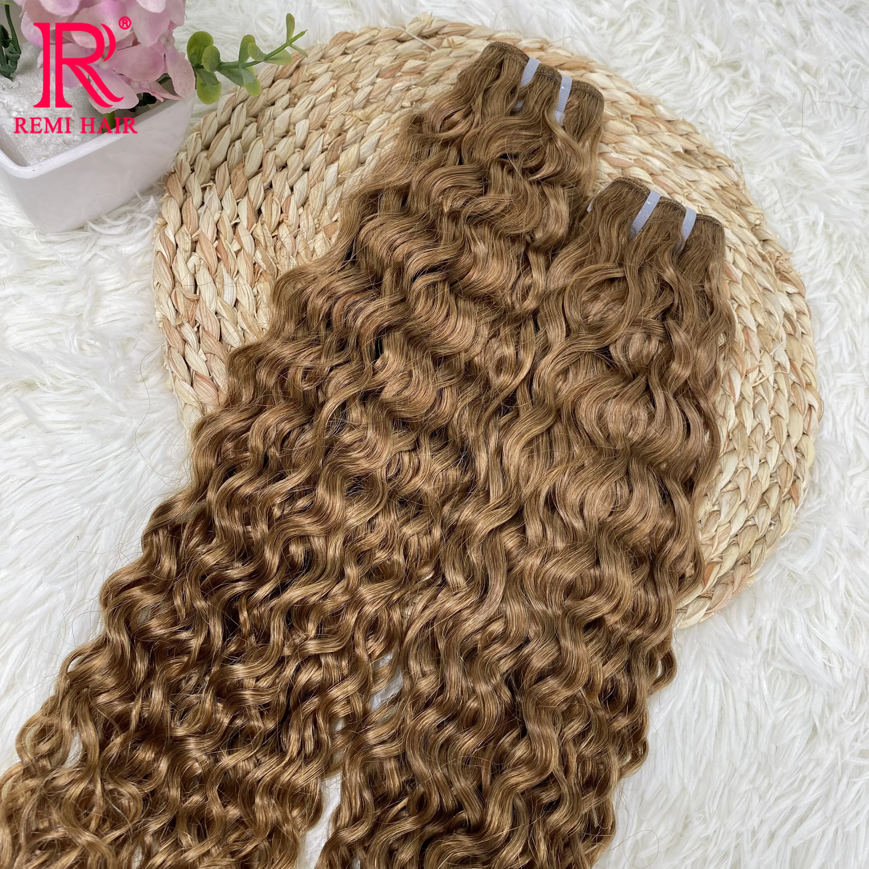 

REMI 100% настоящие человеческие натуральные волосы для наращивания для женщин, качок волос, цветные пучки, вьющиеся волосы, плетение человеческих сшитых волос