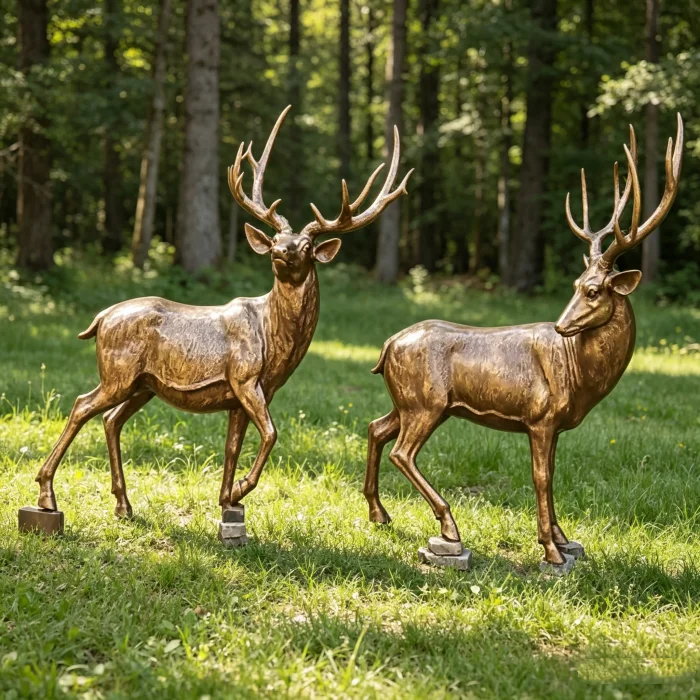 Decorative Life Size Bronze Stag Deer Sculpture Antique Finish Casting for Outdoor Garden Decoration