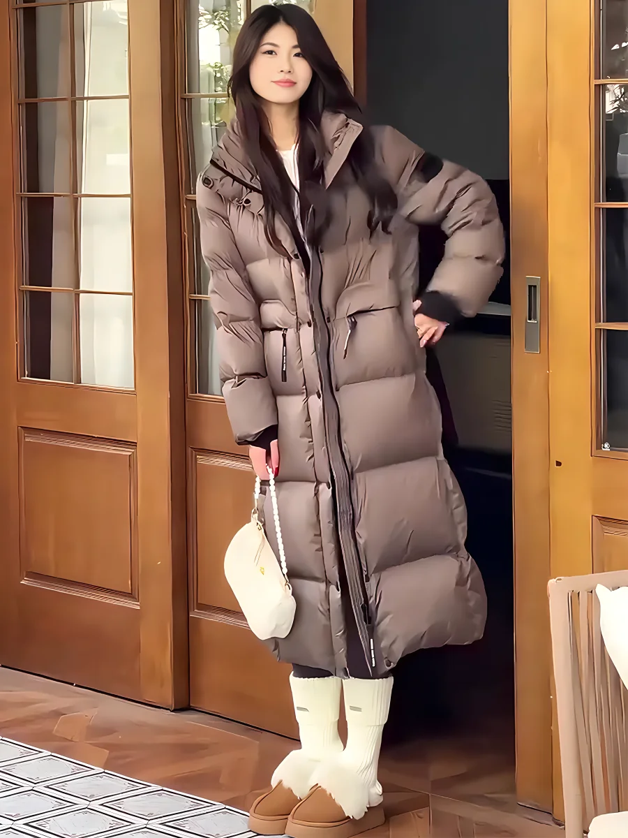 Faionable Casual High-End Bianco Du down Puffer Jaet Cappotto invernale da donna alla moda con cappuccio lungo colletto alla coreana