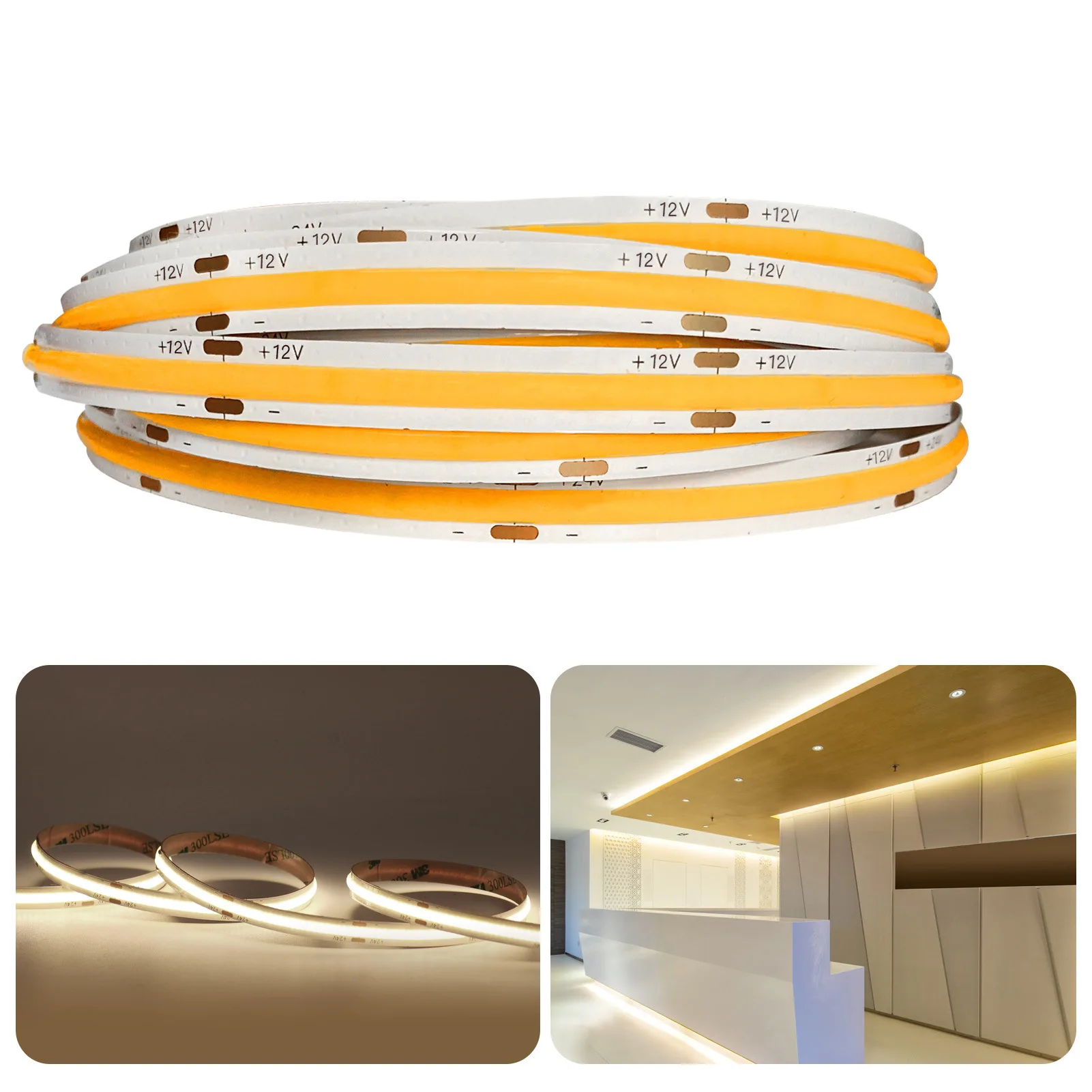 FCOB LED Strip Light 320 384 528 LED High Density Flexible FOB COB Led Light RA90 Warm Nature Cool White Linear Dimmable 12V 24V