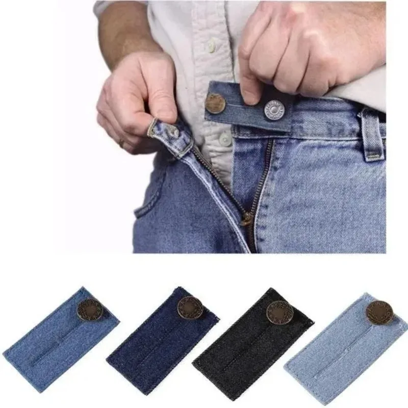 4pcs Seamless Casual Pants with Detachable Waist Extension Button Small To Large Button Jeans with Adjustable Waist and Expandab