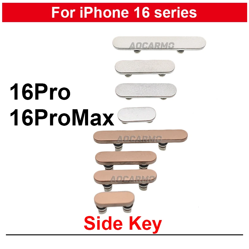 For iPhone 16Pro 16ProMax Black / White / Desert /Natral Side Key Power On OFF Mute Button Volume Buttons Replacement Parts