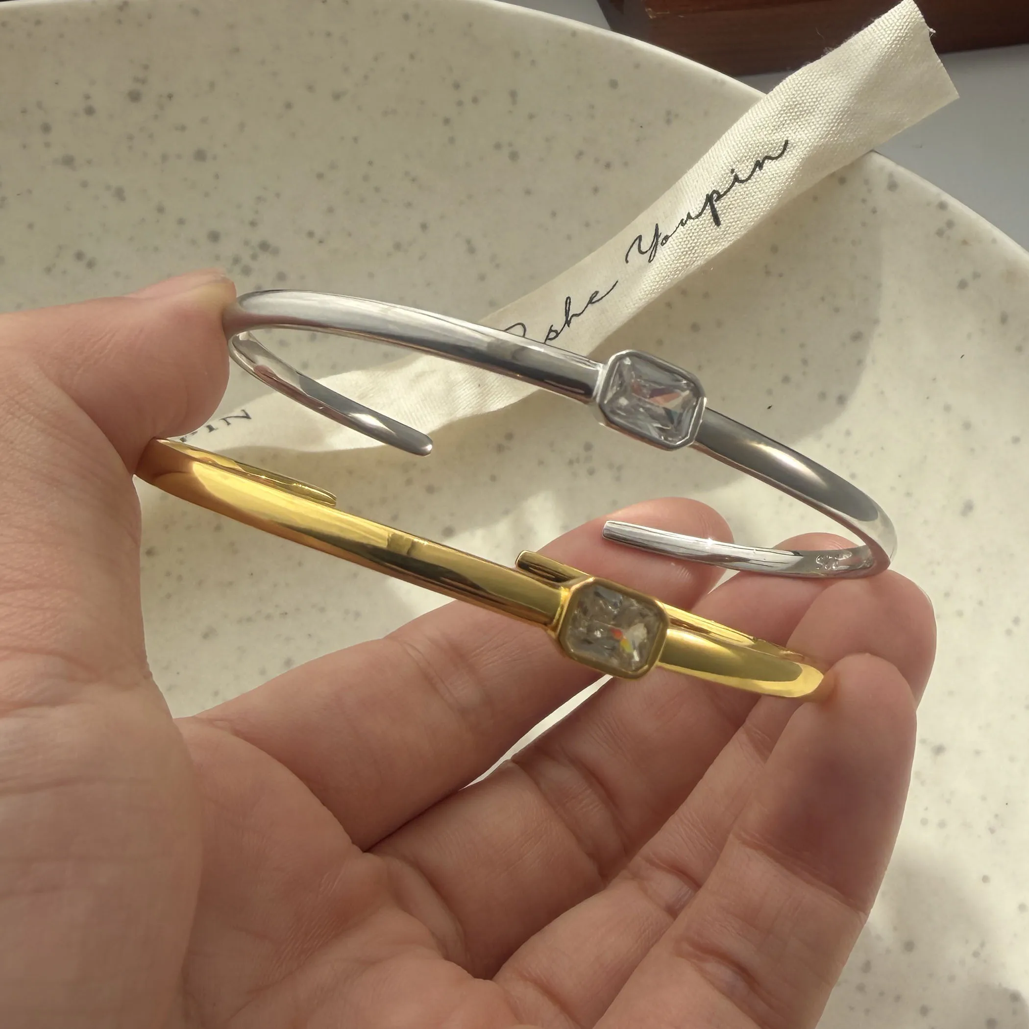 

100% твердый браслет из стерлингового серебра 925 пробы в стиле ретро для женщин, геометрический винтажный золотой циркон, узкий простой браслет, подарок на день рождения