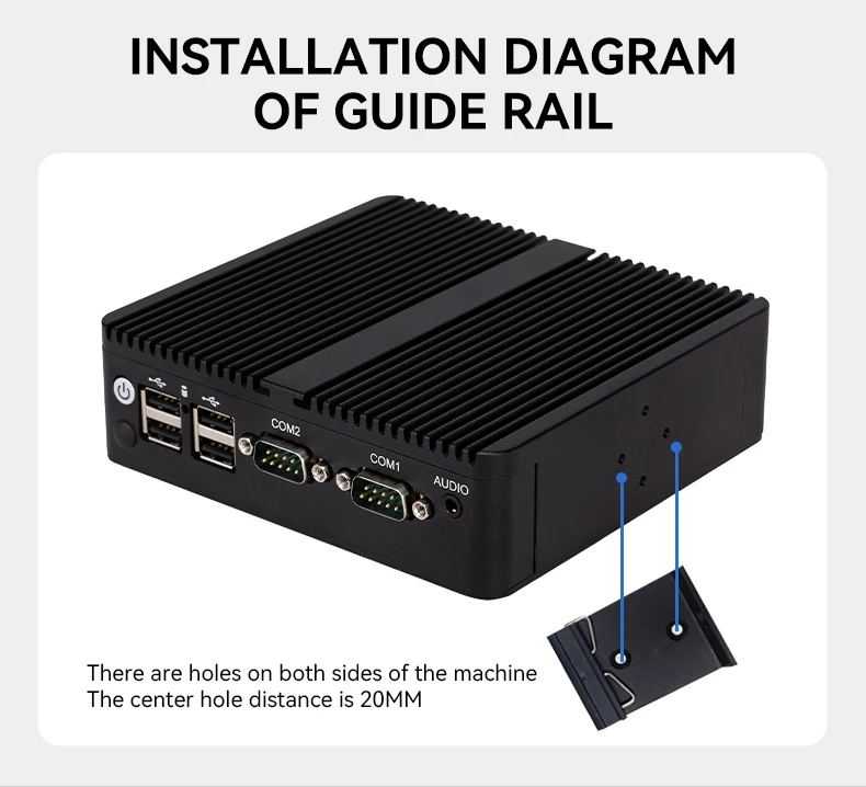 Fanless Mini Computer, Intel Celeron N2840 J1900 Industrial PC, 2x COM RS232 RS485, 2x Gigabit LAN, 6 USB, Windows Linux