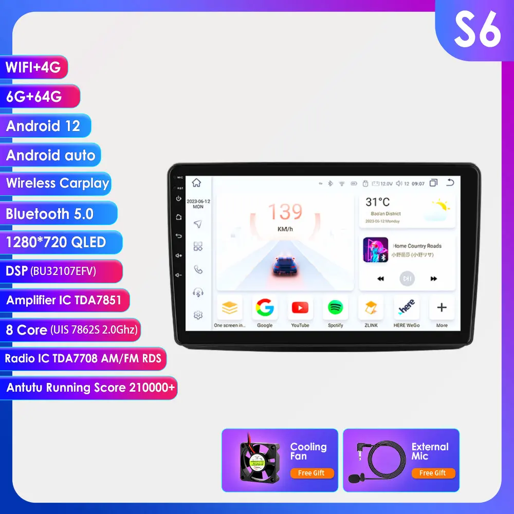 8G 128G Android 14 autoradio voor Fiat Panda 169 2003 - 2012 Intelligent systeem Carplay auto multimediaspeler GPS 4G 7862