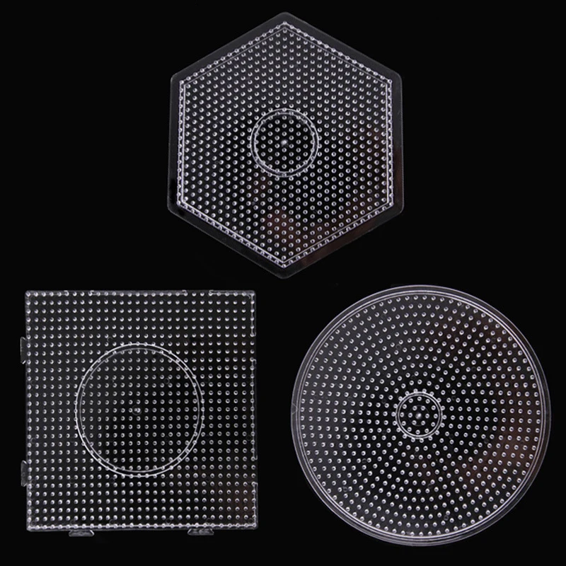 7 Types 5mm Practical PE Clear Square Melting Bead Large Pegboards Board Circle Puzzles Beads Template For Fuse Bead