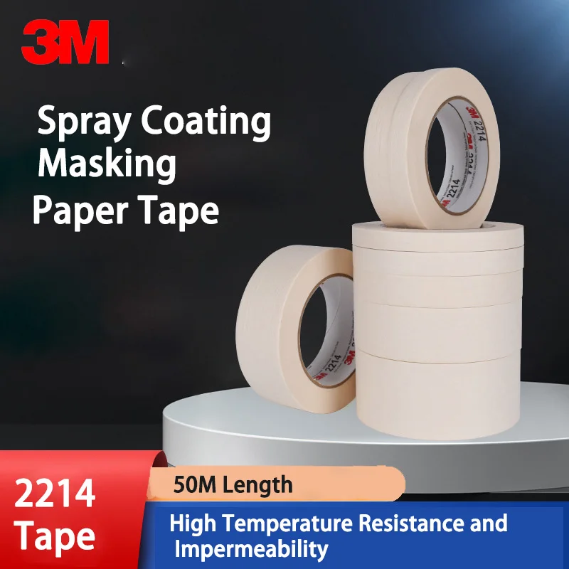 3M 2214 Masking Paper Tape for Car Spray Painting, White Paper Tape Can Be Torn Off By A Writer Without Leaving Any Adhesive