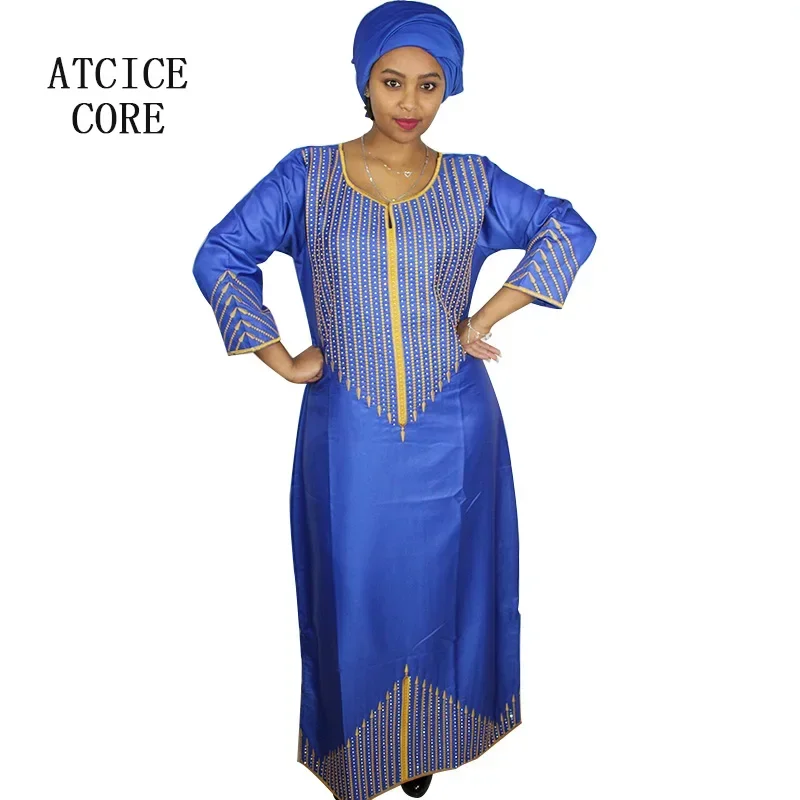 African New Fashion Design Bazin Embroidery Design Dress Long Dress Without Scarf