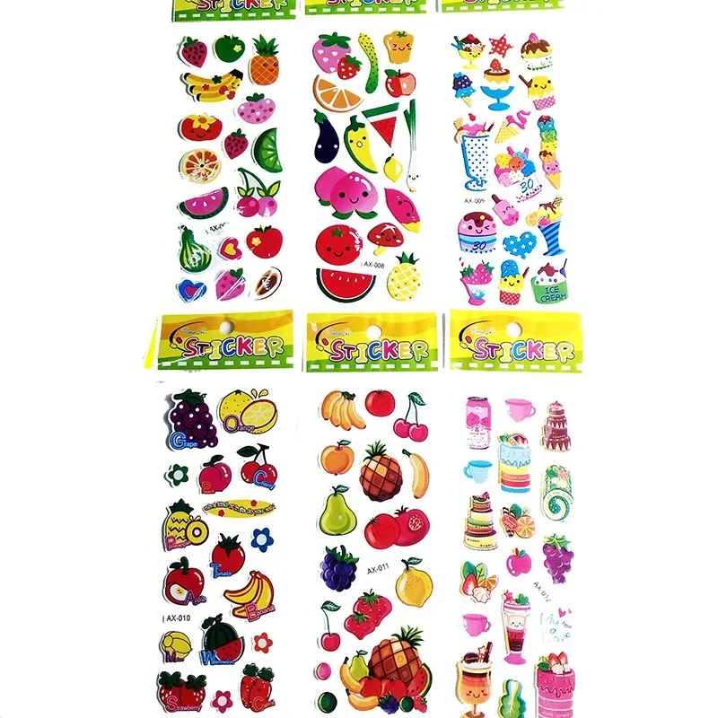 10 adesivi per scrapbooking, cancelleria Kawaii, cartone animato, adesivo a bolle 3D, materiale scolastico per bambini, casuale