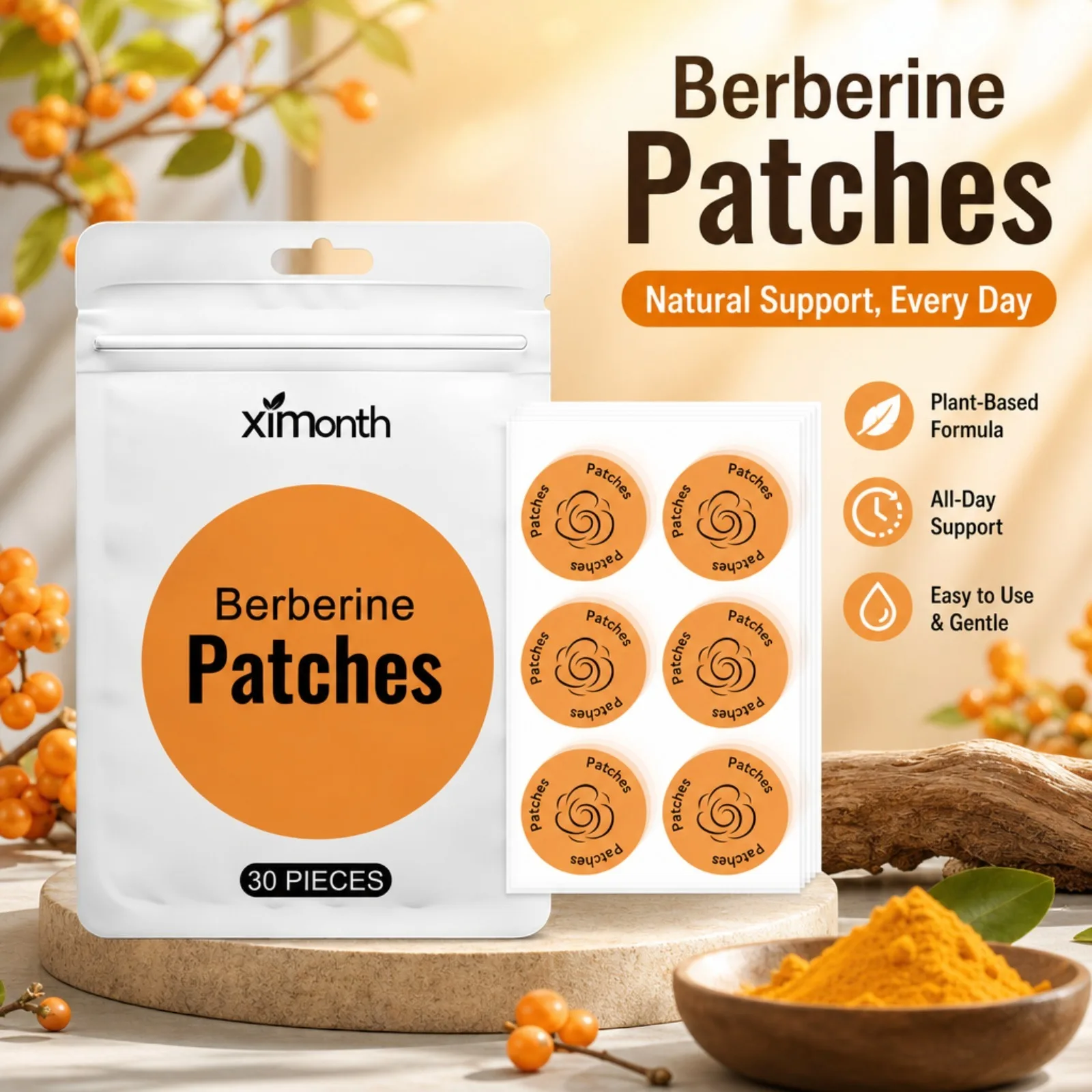 Berberine Patches Highlights Body Contours light Management Assistance Energy SupportEasy To Use Body Loss Sticker