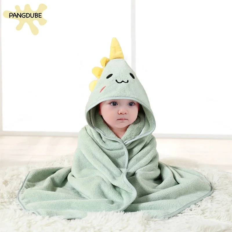 Cartoon Animal Baby Bath Towel with Hood Coral Velvet Soft Fast Absorbent Newborn Toddler Bathrobe Kids Gift