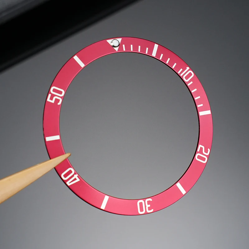 39.7*32.7mm Watch Face Aluminum Bezel Insert Ring -for Tudor Black bay small red flower Watch Replacement Part luminous beads