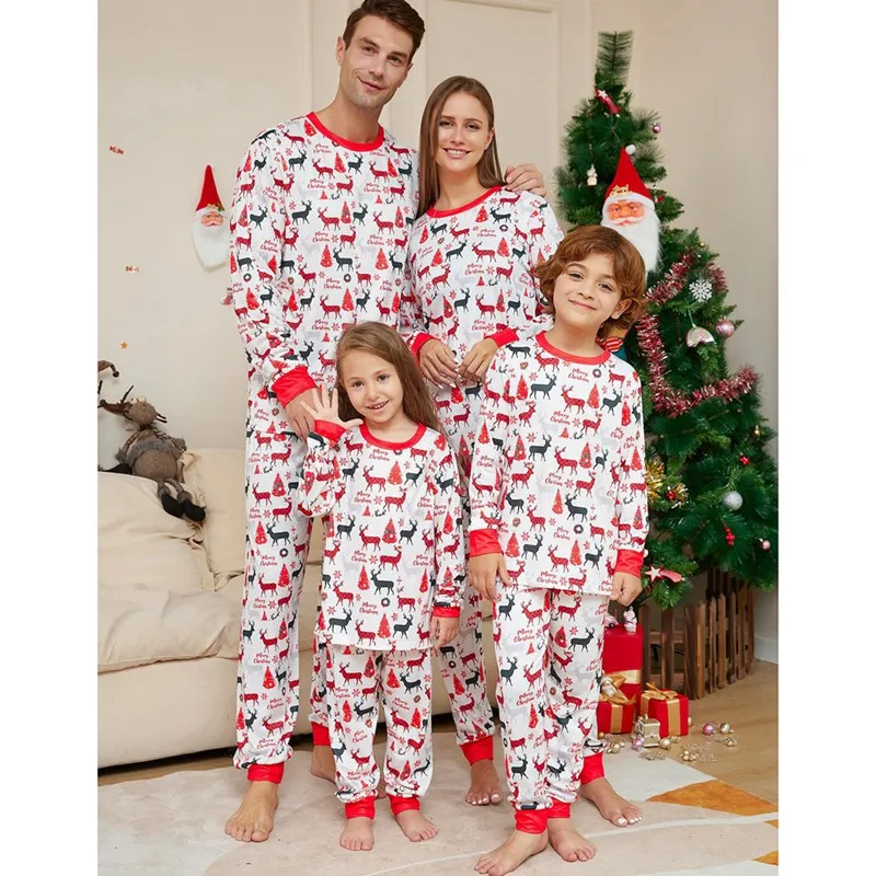 

Christmas Parent-child Pajamas Holiday Family Pajamas Set Christmas Printed Top And Plaid Pants Pajamas
