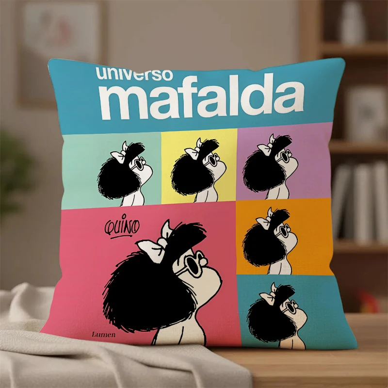 Mafalda PillowCase anime Cartoon Cute Throw Cushion Cover Pillowslip ForLiving Room Sofa Home Decor Women Birthday Gifts