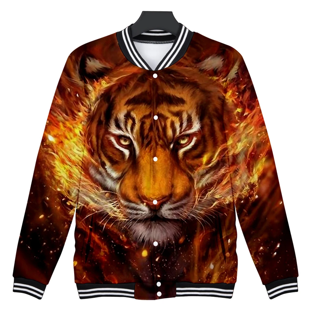 Baseball uniform Men's and women's clothing tiger Couple jacket Fashion 3D digital printing Hip hop street