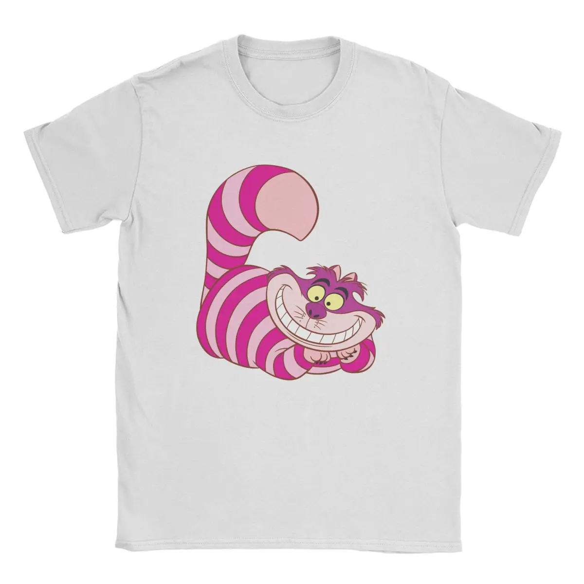 Disney Alice In Wonderland Cheshire Cat Smiling T-Shirt for Men Funny 100% Cotton Tees Short Sleeve T Shirts Printed Clothing