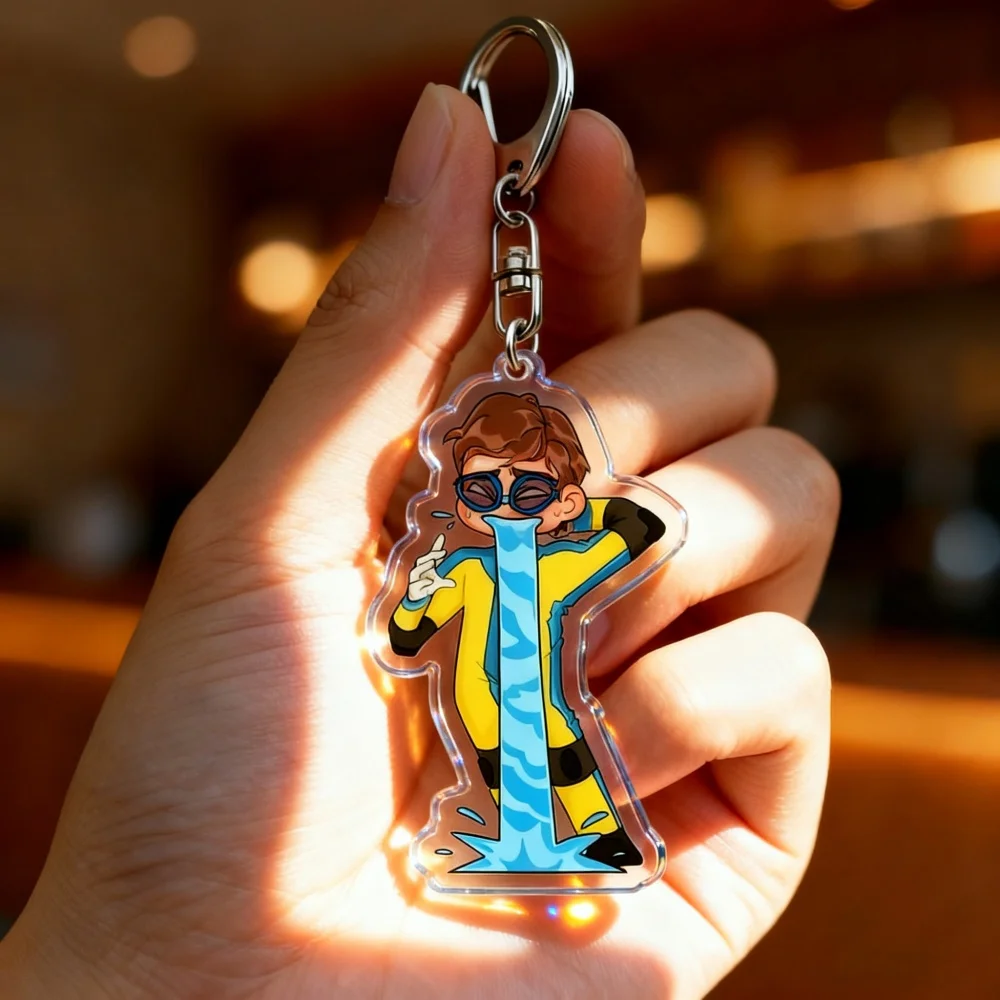 Cute Cartoon Dispatch Keychain for Accessories Mecha Man Blonde Blazer Robert Robertson Keyring Jewelry Gaming Fans Gifts