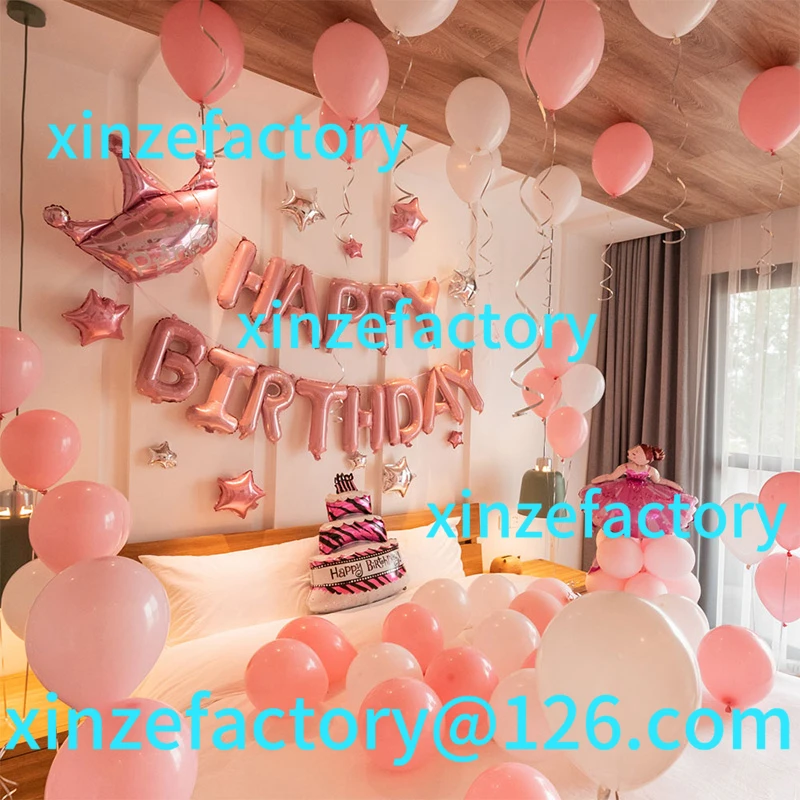 Customizable girl happy birthday balloon decorations scene arrangement
