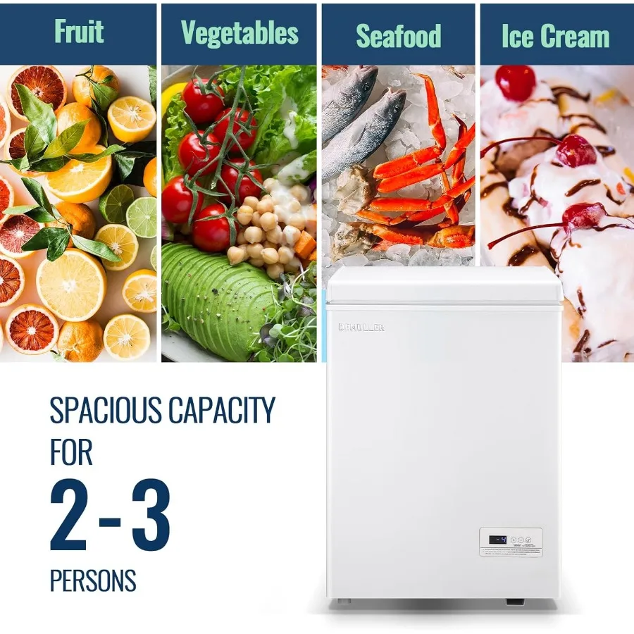 فريزر صدر مدمج مع سلتين قابلتين للإزالة، ترموستات إلكتروني بسعة 3.5 قدم مكعب تتراوح من 50 إلى -12 غطاء مفتوح #2