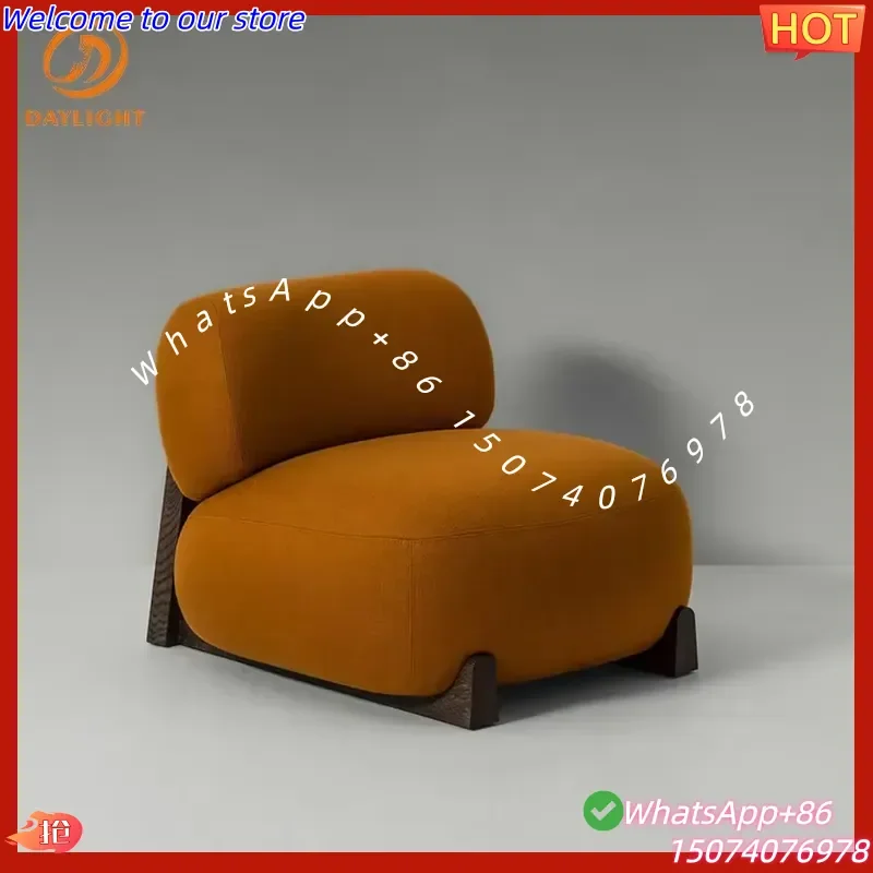 2026New Soft Premium Linen/Velvet Upholstery High-Resilience Sponge Foam Rust Orange Chair Modern Design Solid Home