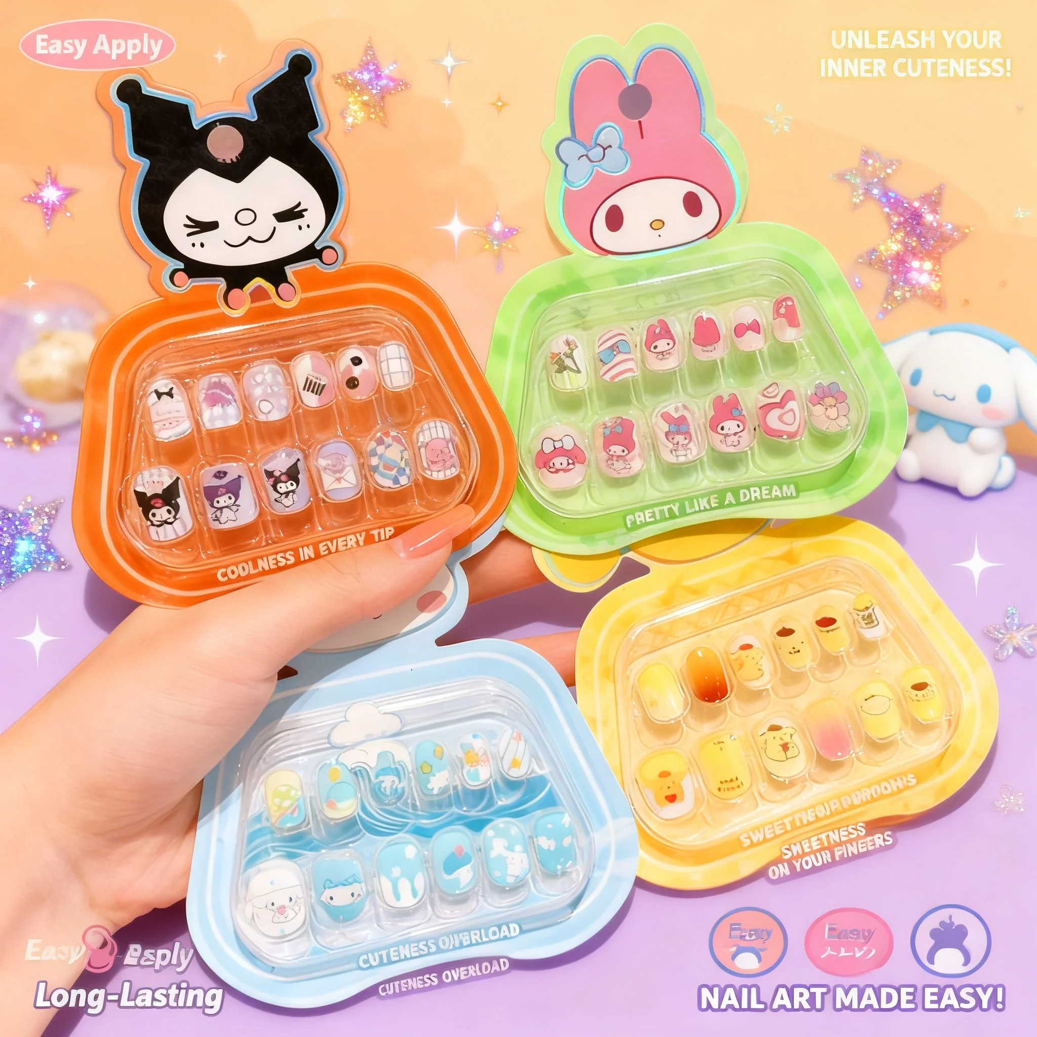 

Kawaii Cartoon Hello Kitty Nail Art Decoration Fashionable Cute Character Design Exquisite Hand Armor Wearing Accessory