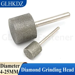 Cylinder Diamond Grinding Head 4-25mm 3/6mm Shank Grinding Bit Needle For Polishing Carving/Deburring/Jade/Stone Abrasive Tool
