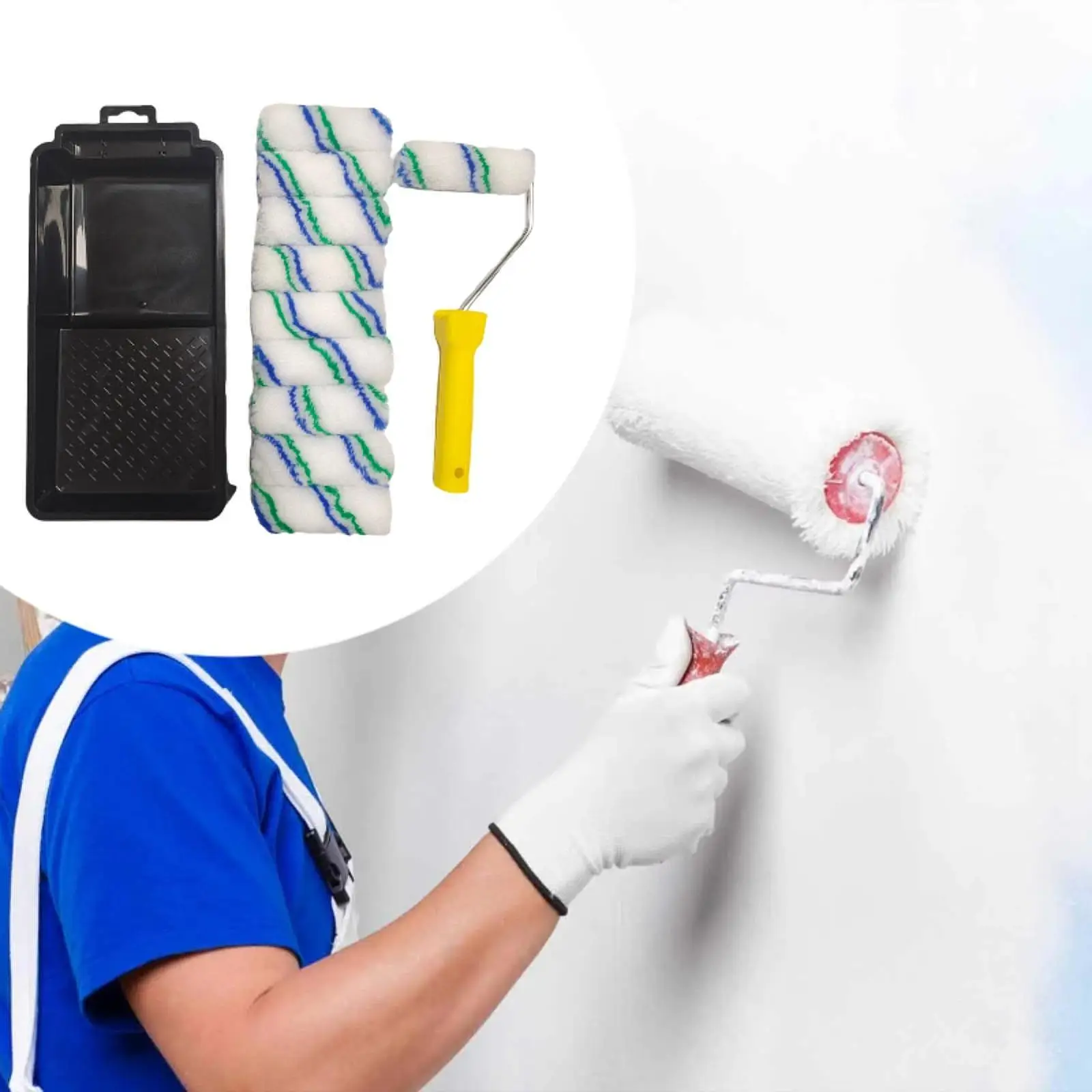 4" Paint Roller Brush with Tray Kit Replacement Multifunctional for Painting