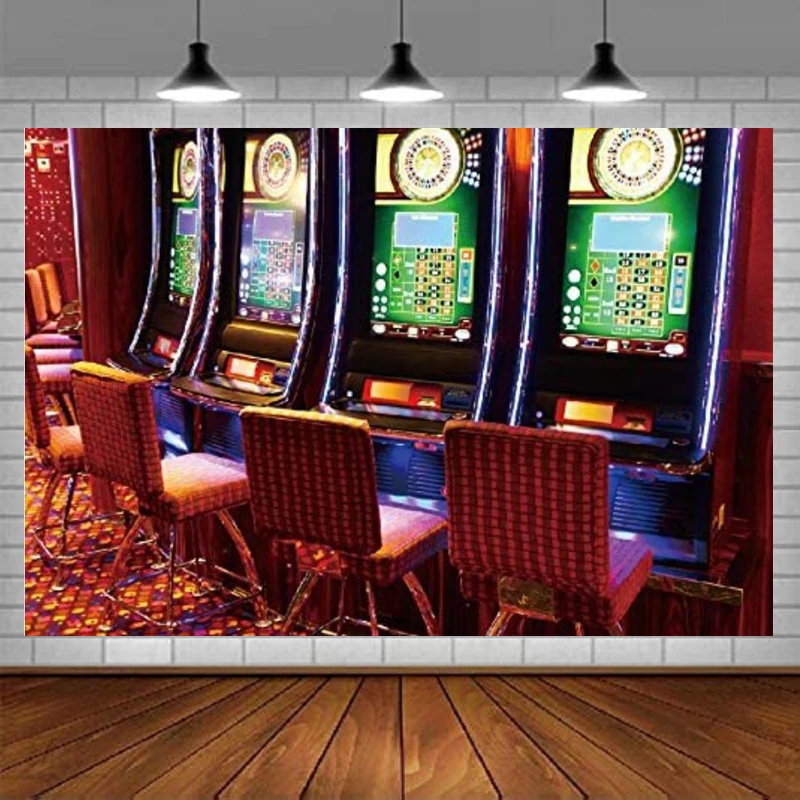 Gaming Slot Machines Photography Backdrop Luck Play Game Casino Gamble Game Hall Background For Las Vegas Adult Photo Portrait