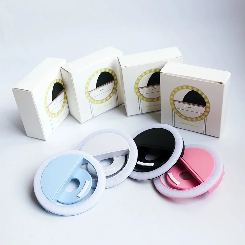 ไฟวงแหวนแบบพกพาสำหรับถ่ายภาพและเซลฟี่ ใช้กับโทรศัพท์มือถือได้ ชาร์จซ้ำได้ เหมาะสำหรับการถ่ายภาพและความงาม