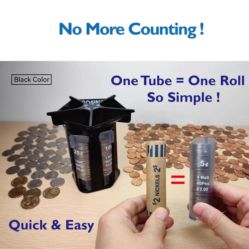 Coin Sorter 5-in-1 Coin Change Sorter Tube Change Counter Machine Coin Bank Holder Coin Separator For Use Together With Coin