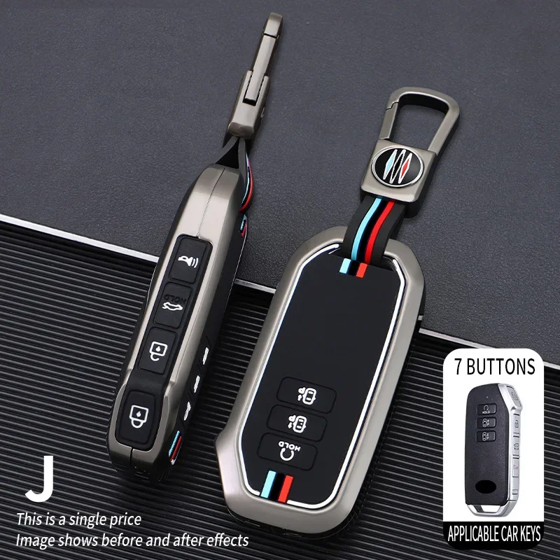 

7 Buttons Zinc Alloy + Silicone Car Key Case Cover For Kia Sorento MQ4 2020 2021 2022 EV6 K8 v6 Remote Key Protect Holder Shell