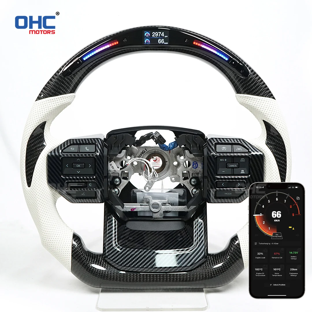 

OHC Motors Custom 100% Real Carbon Fiber Light Up LED Racing Steering Wheel Compatible for For Toyota Prado LC250 2024 2025