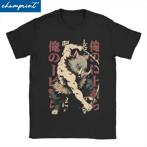 Inosuke-Camiseta de Demon Slayers para hombre y mujer, camisa informal de Anime japonés Nezuko, camisetas de manga corta con cuello redondo, ropa de algodón puro 6XL