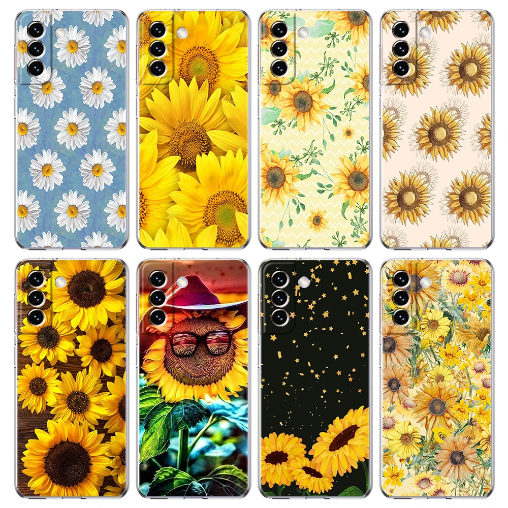 Summer Daisy Sunflower Floral Flower Phone Case for Samsung Galaxy S24 S23 S22 S20 S21 FE Ultra S23 S10 S10E S9 S8 Plus 5G Shell