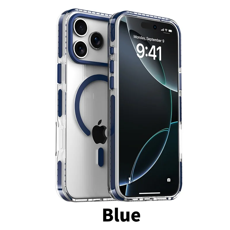 Luxuriöse, kontrastfarben gestreifte HD-Klarsicht-Handyhülle für iPhone 18 17 Air 16 E 15 14 Plus 13 12 Pro Max mit MagSafe-Magnetfunktion. – Detail 4