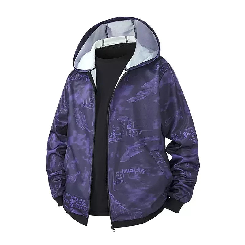 Autumn and Winter New Fashion Trend American Retro Printed Hooded Jacket Men's Loose Sports Large Size High Quality Coat S-2XL