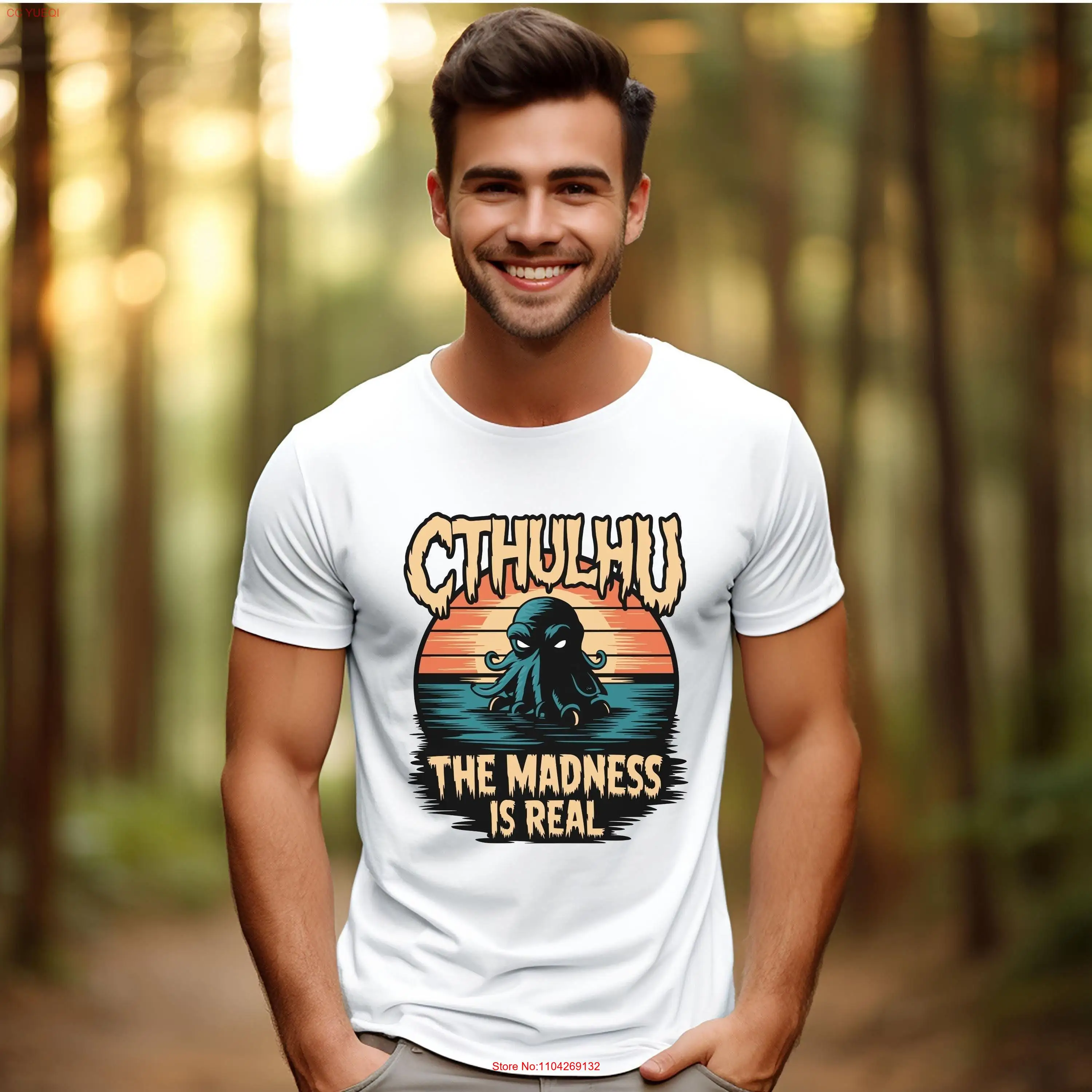 Camiseta Cthulhu Madness Lovecraft Cosmic Horror hombres dioses mayores aterrador para él mayores mangas largas o cortas