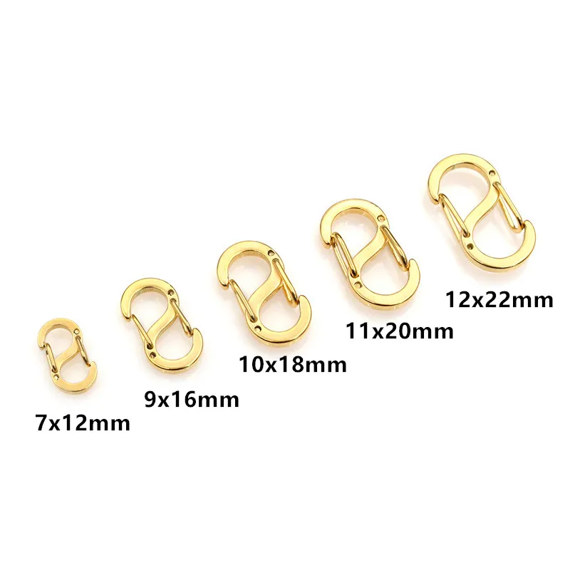 10pcs Stainless Steel S Lock Double Opening Shortener Clasp Necklace Clasp Closures Bracelet Connector Clasps DIY Jewelry