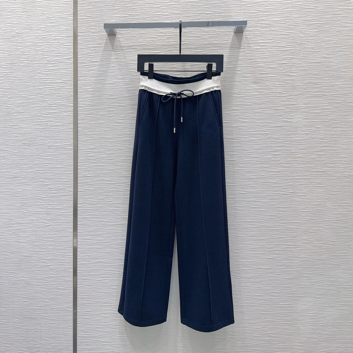 2026 High Quality Women's Cross Color Cudged Waist Knitted Wide Leg Pants2610726