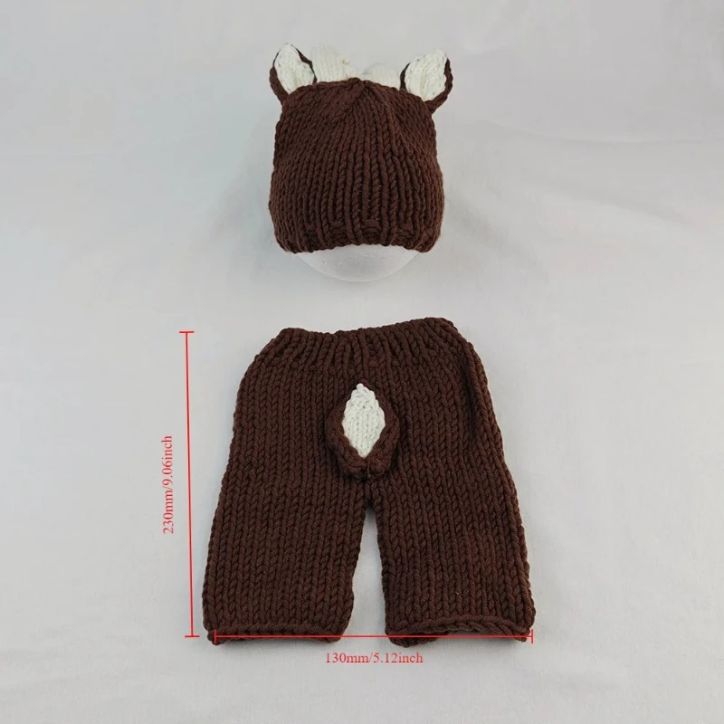 2pcs/sets Christmas Photography Clothing Cute Christmas Elk Hat and Crochet Knitted Pants Costumes Set Newborn Photoshoot Outfit