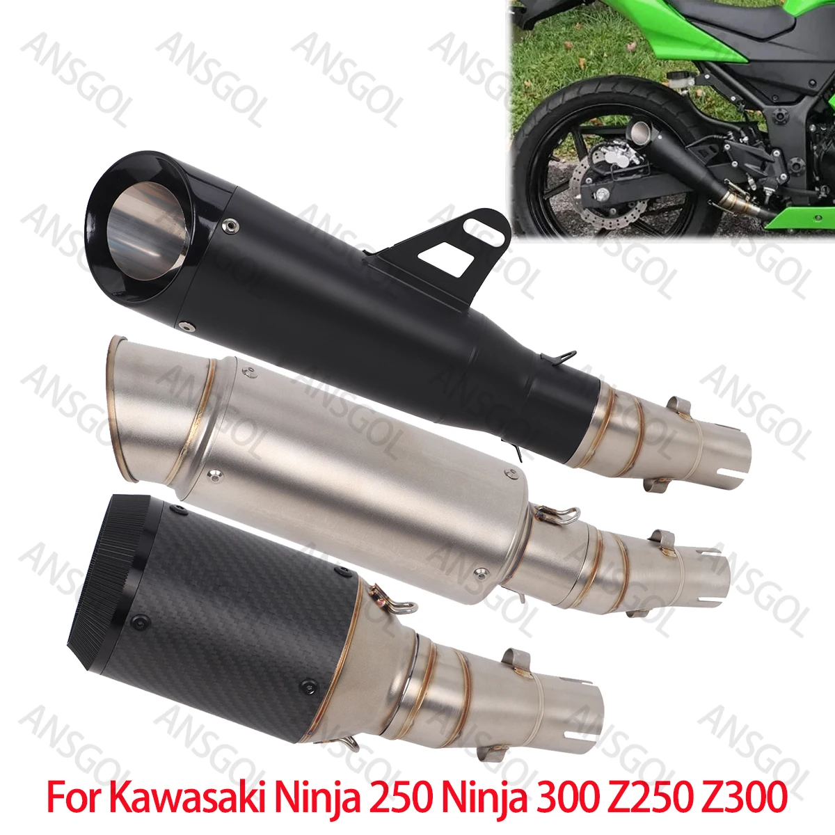 

Z250 Exhaust System Motorcycle Exhaust Muffler Pipe Slip on for Ninja 250 Ninja 300 Z300 Z250 2008-2017