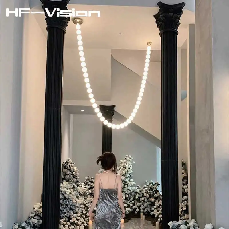 

Artistic LED Luxury Glass Bubble Necklace Gold Pendant Light Chandelier Luminaire Hanging Lamp For Staircase Dining room Fixture
