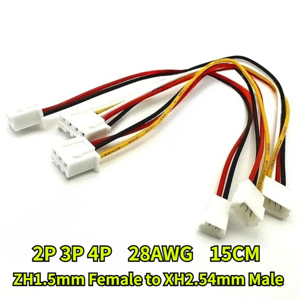 

10/30/50Pcs ZH1.5mm Female head to XH2.54mm Male head Terminal Wire 2P/3P/4P Wire Length 15cm 28AWG Electronic Line Connector